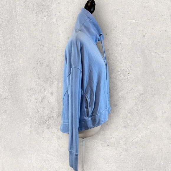 Sweaty Betty Blue Cowl Neck Sweatshirt Hoodie with Pockets Size 8-10 - Picture 4 of 12
